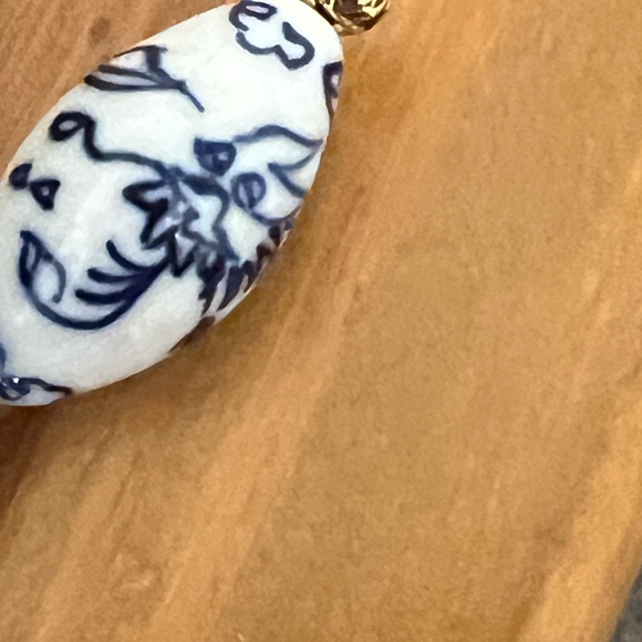 Vintage Chinese-Style Blue & White Porcelain Beads Blue Dragon Motif Hatpins